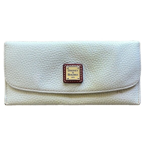 Vintage Dooney and Bourke White Soft Pebbled Leather Wallet 4x8 inches - Picture 1 of 7